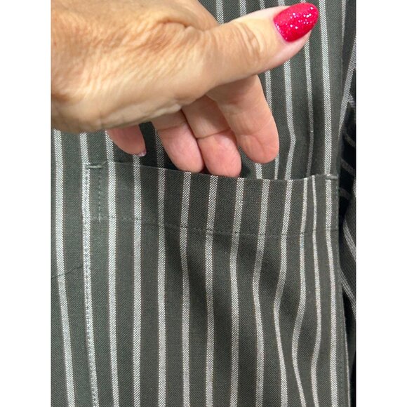 St. John’s Bay Men’s Button Down Shirt M Olive Green & Grey Stripes Long Sleeve - Picture 8 of 10